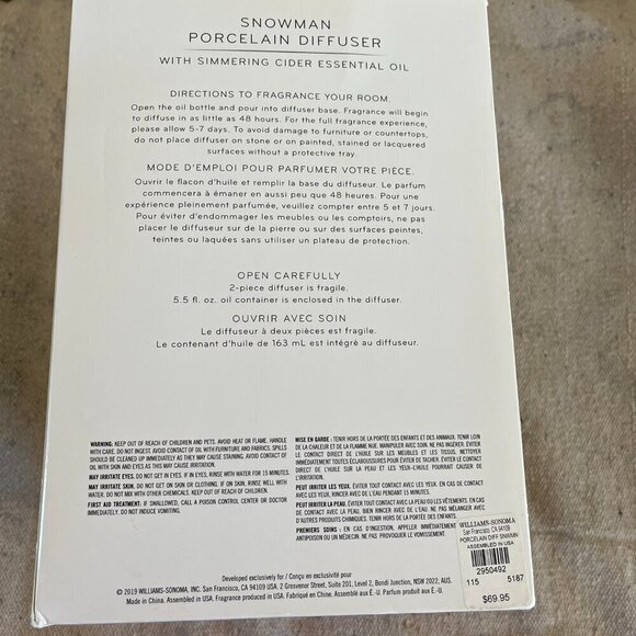 Williams & Sonoma Snowman Porcelain Diffuser - Picture 3 of 4